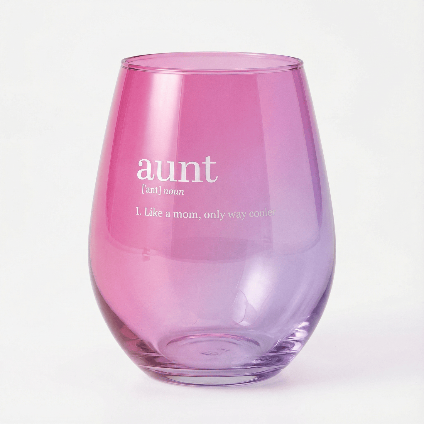 Aunt Jumbo Stemless Wine Glass in Pink | 30 Oz. | Holds an Entire Bottle of Wine