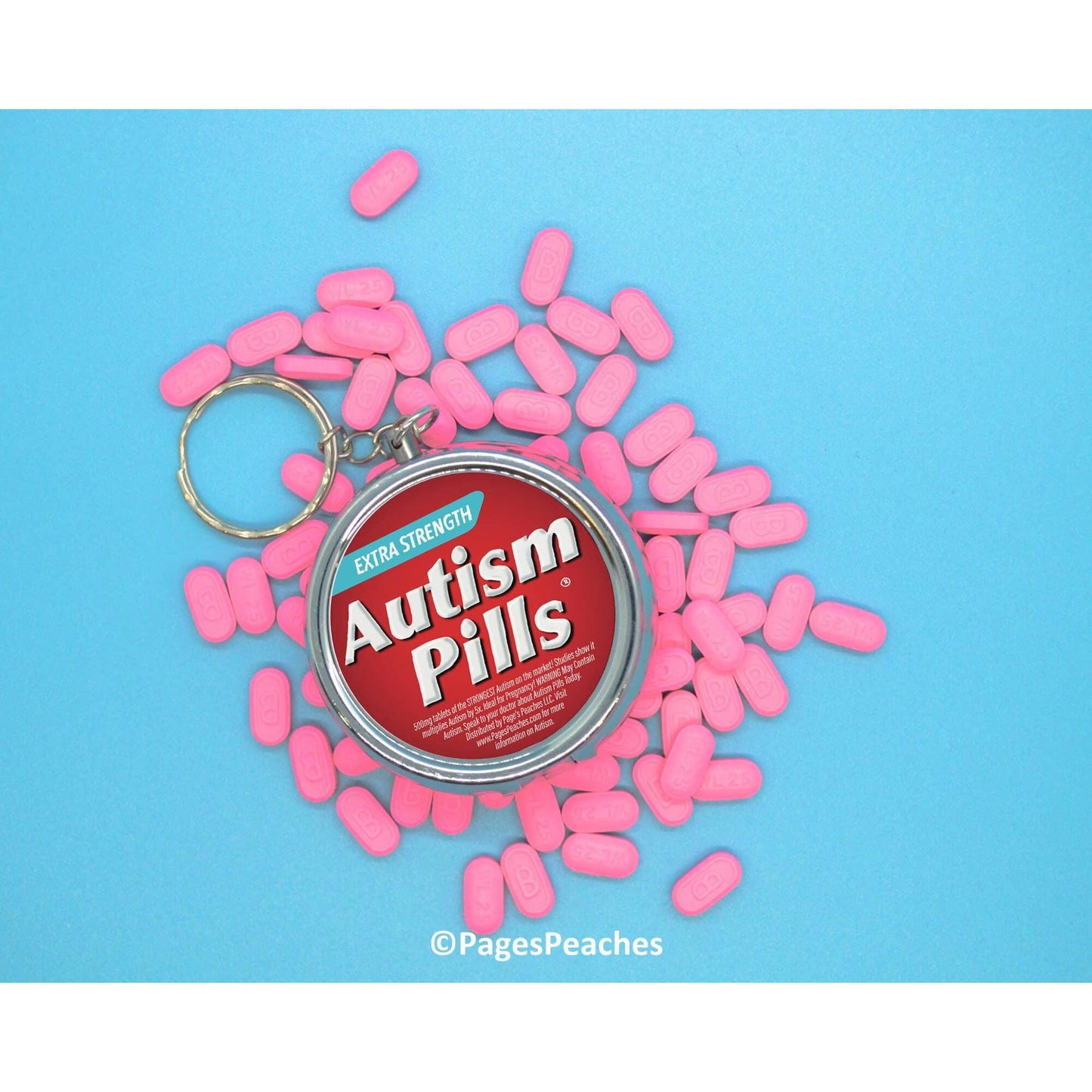 Autism Pill Case Keychain | 3 Way Organizer Funny Parody Med Holder