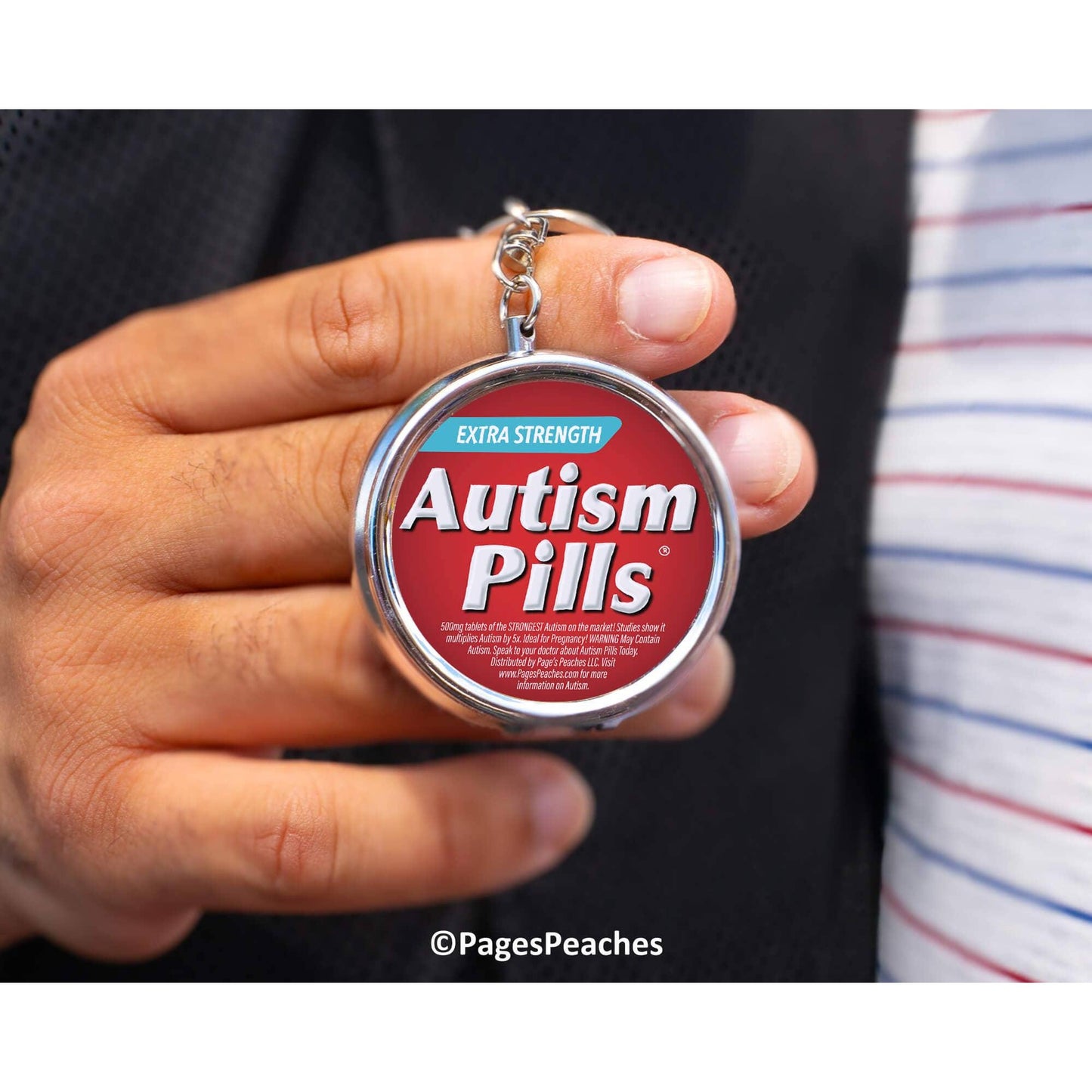 Autism Pill Case Keychain | 3 Way Organizer Funny Parody Med Holder