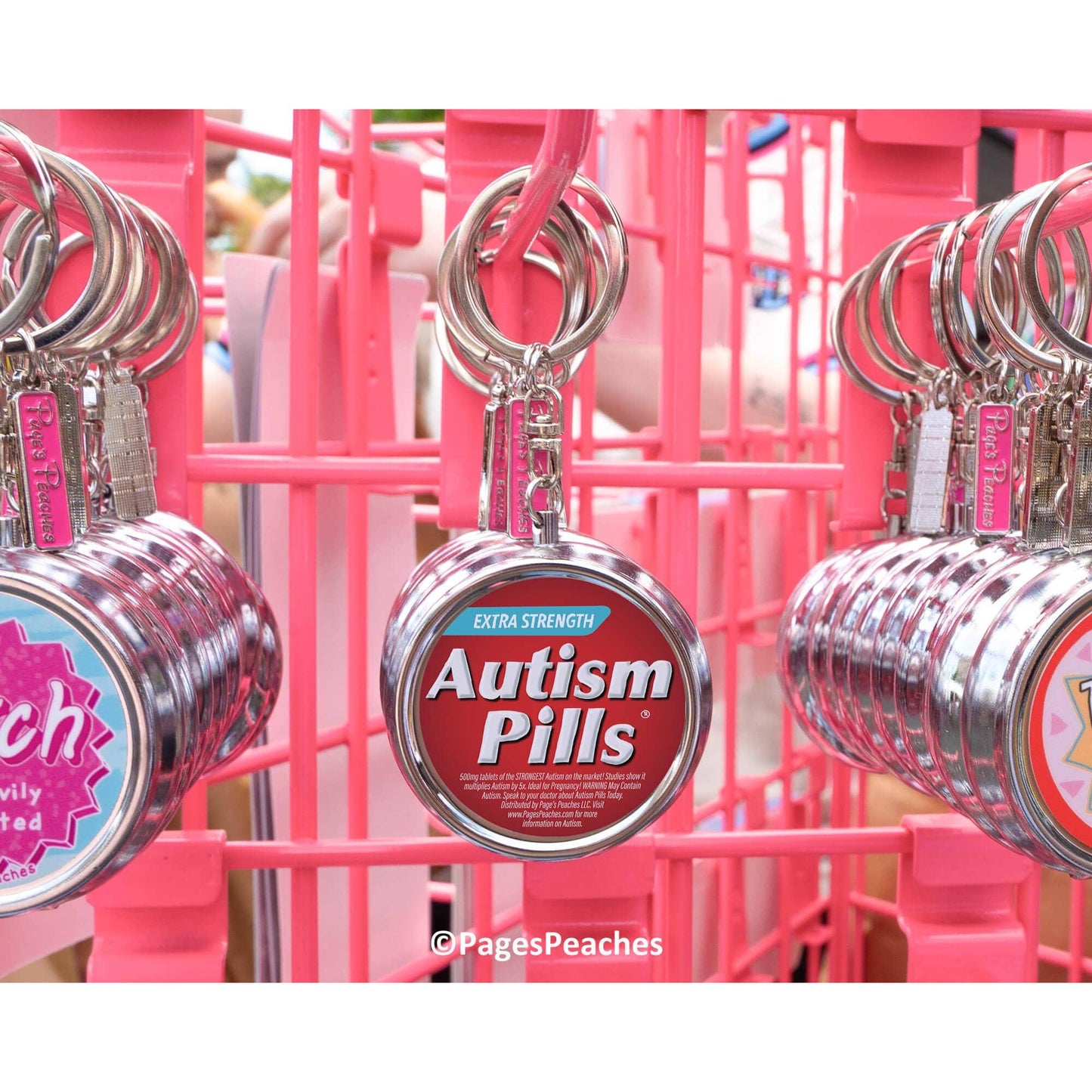 Autism Pill Case Keychain | 3 Way Organizer Funny Parody Med Holder