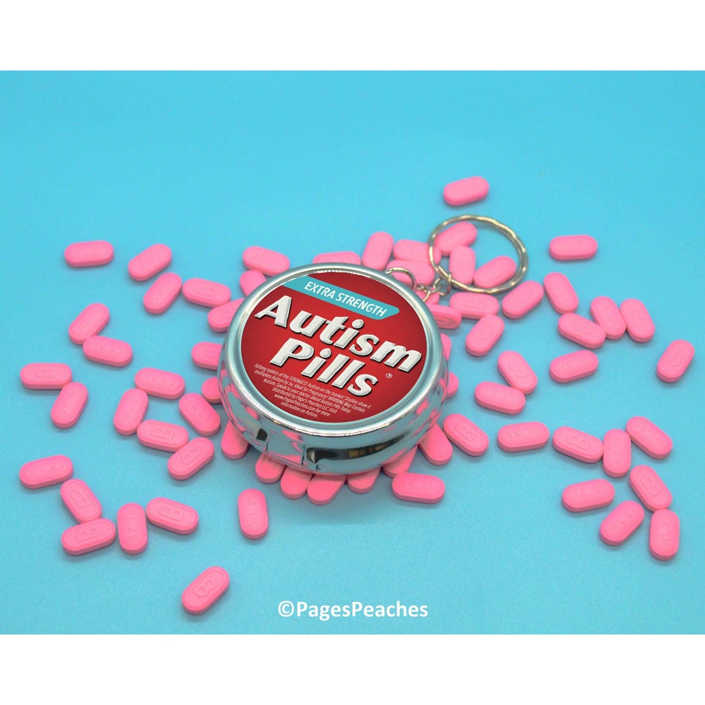 Autism Pill Case Keychain | 3 Way Organizer Funny Parody Med Holder