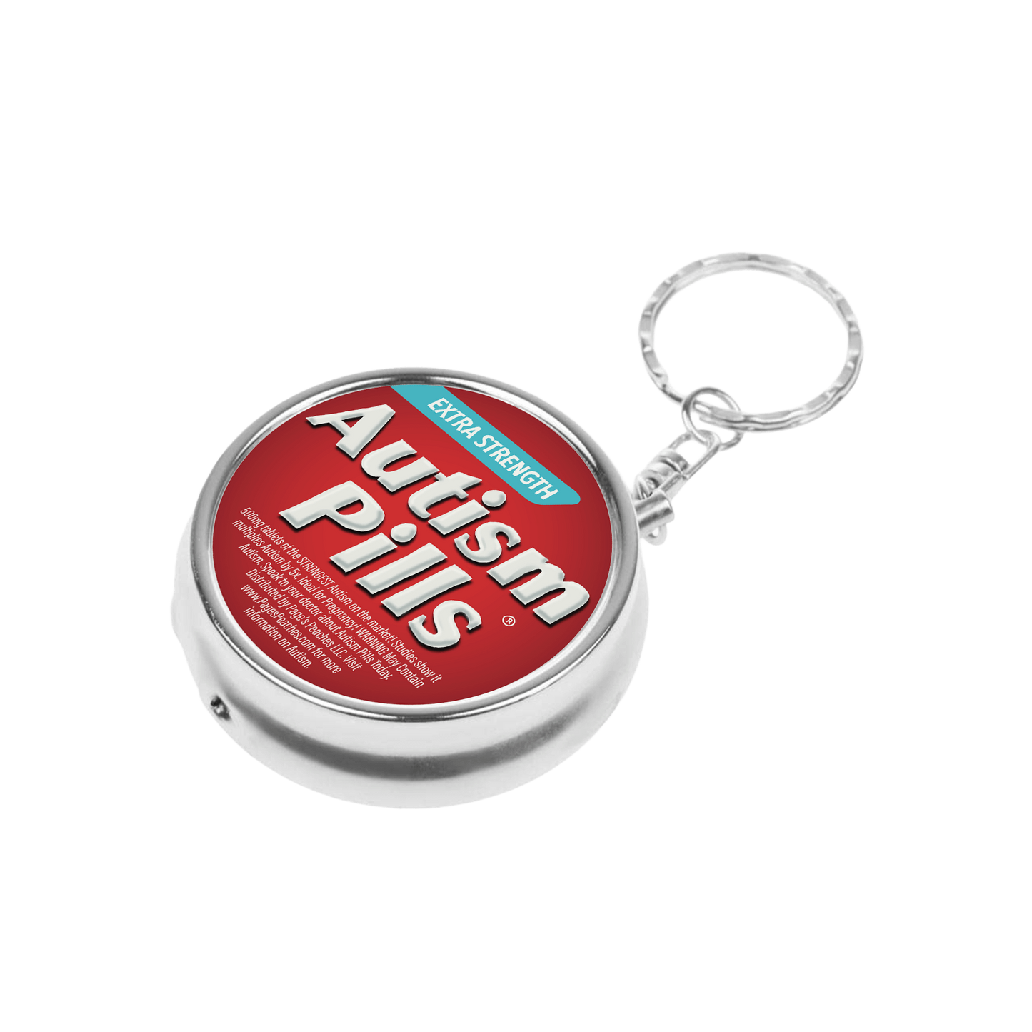 Autism Pill Case Keychain | 3 Way Organizer Funny Parody Med Holder