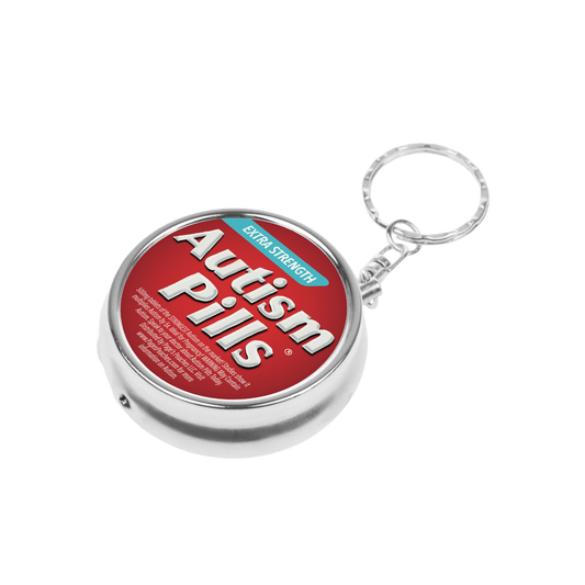 Autism Pill Case Keychain | 3 Way Organizer Funny Parody Med Holder