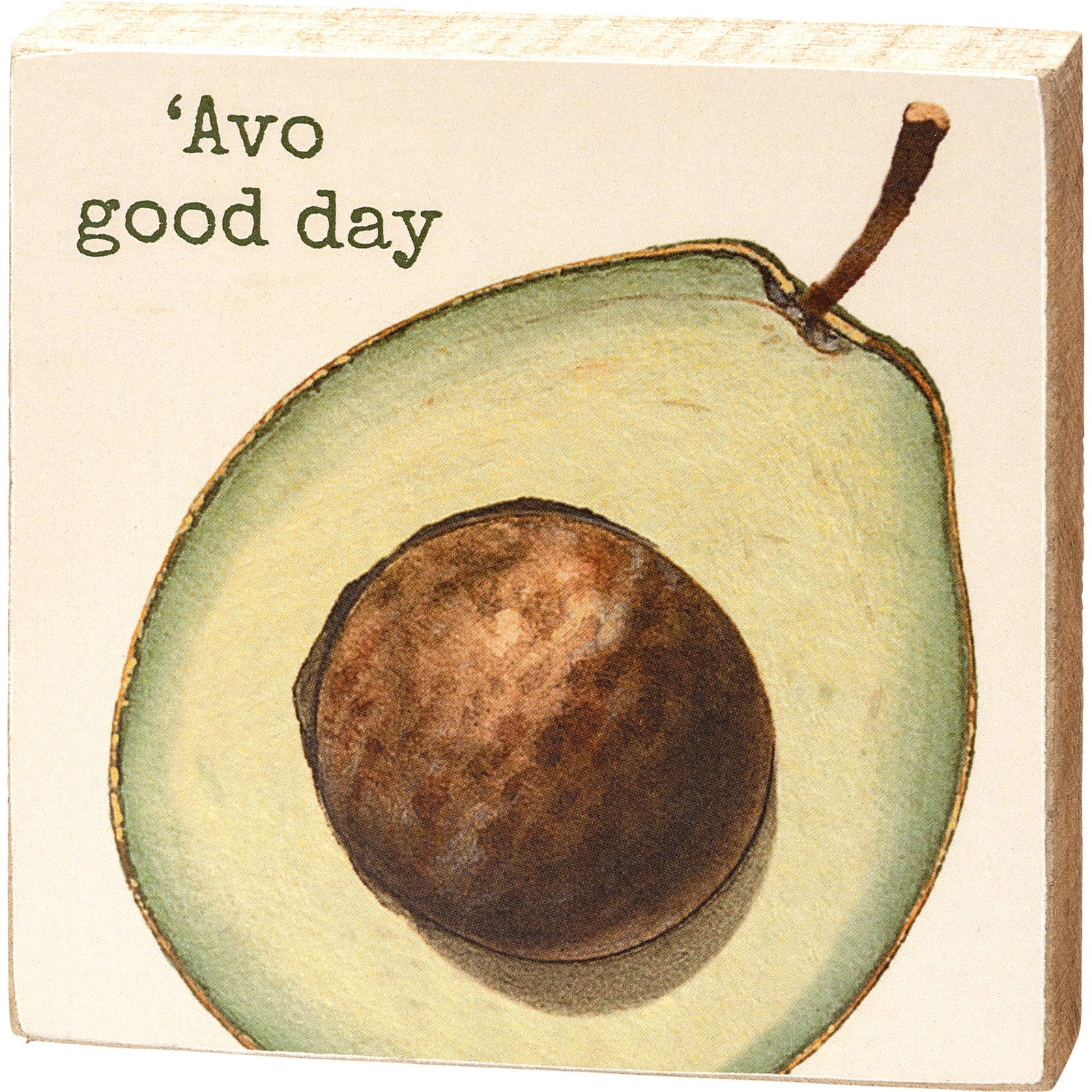 'Avo Good Day Wooden Block Sign | Plant Lovers Square Desk Wall Decor Display | 4" x 4"