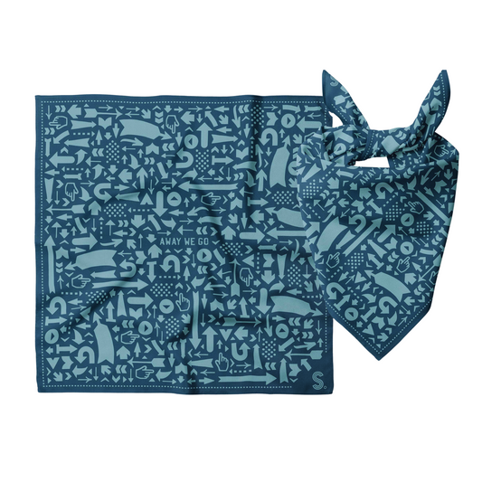 Away We Go Road Trip Bandana | Cotton Headwrap Scarf | 22'' x 22''