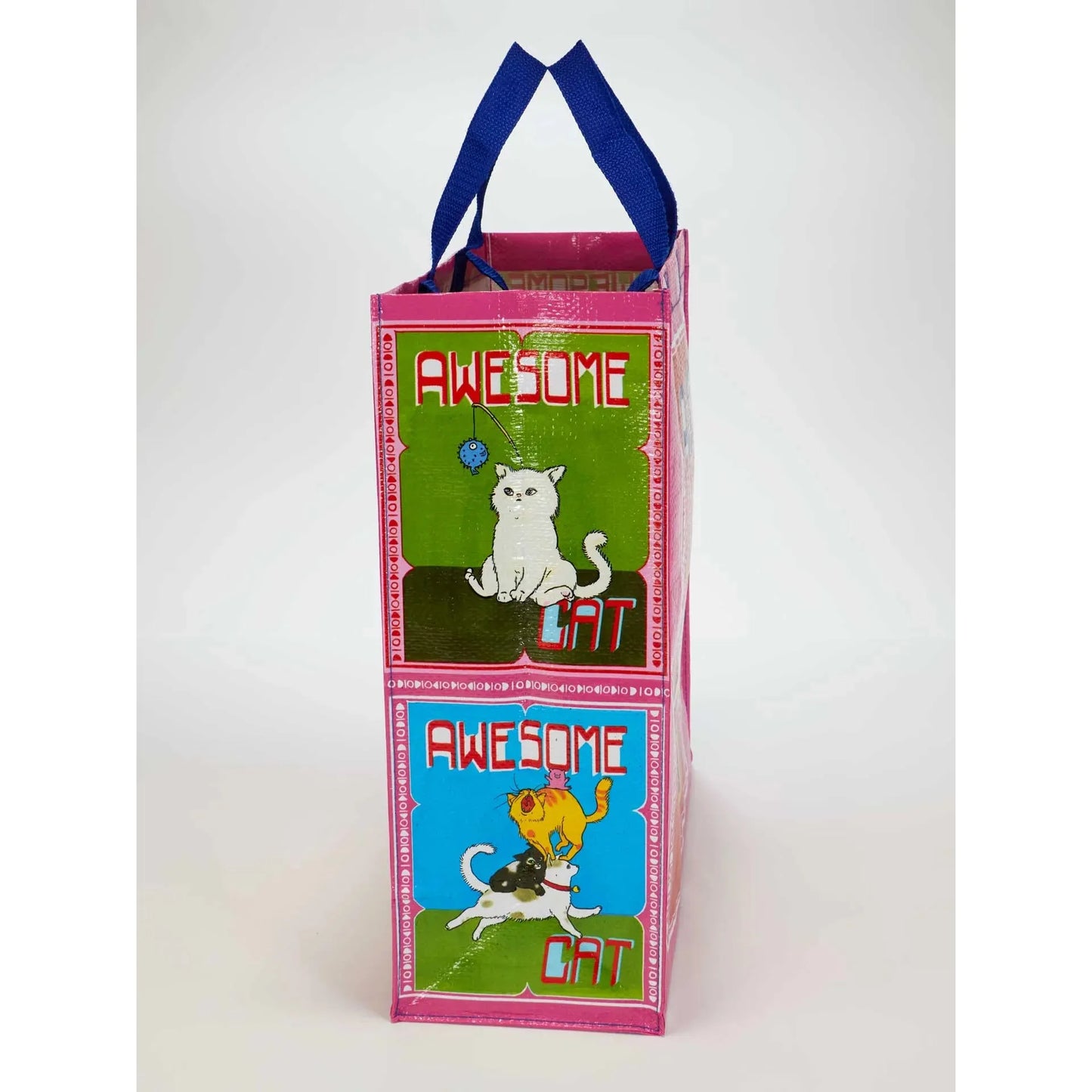 Awesome Cat Shopper Tote Bag | Feline Cat Lover Shopping Bag | 16" x 15" | BlueQ at GetBullish