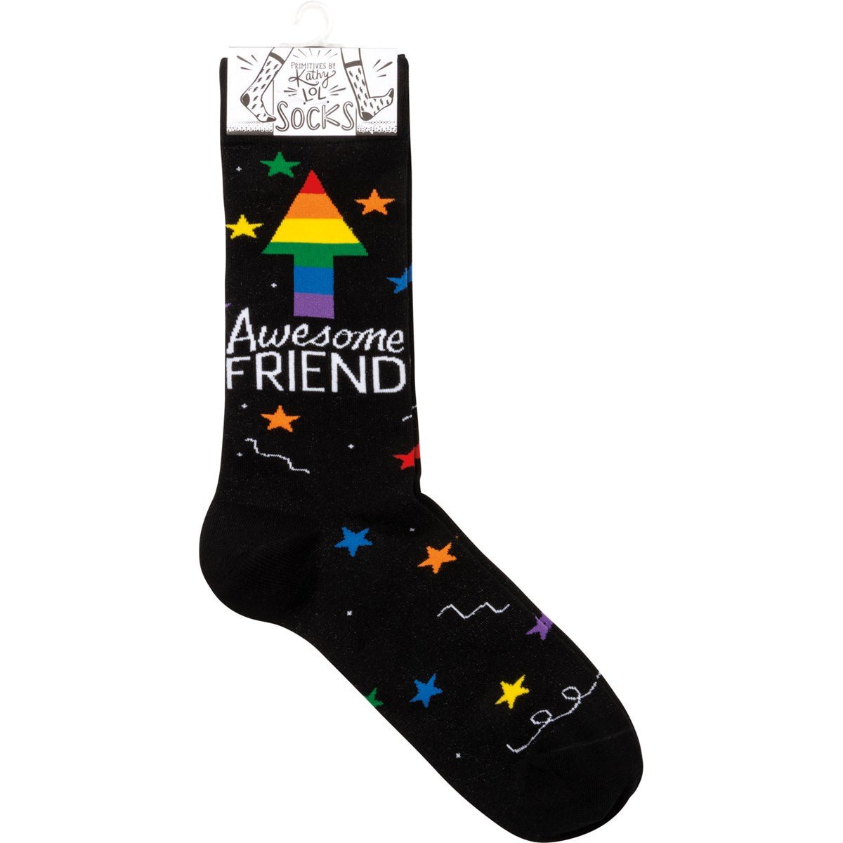 Awesome Friend Stars Patterned Socks Black Colorful Funny Novelty Socks