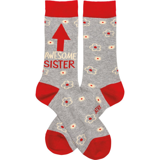 Awesome Sister Socks in Red and Gray