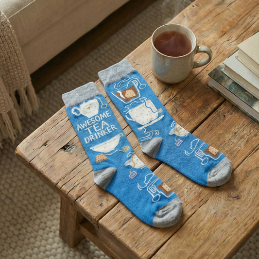 Awesome Tea Drinker Socks | Funny Tea Lover Gift, Colorful Novelty Crew Socks