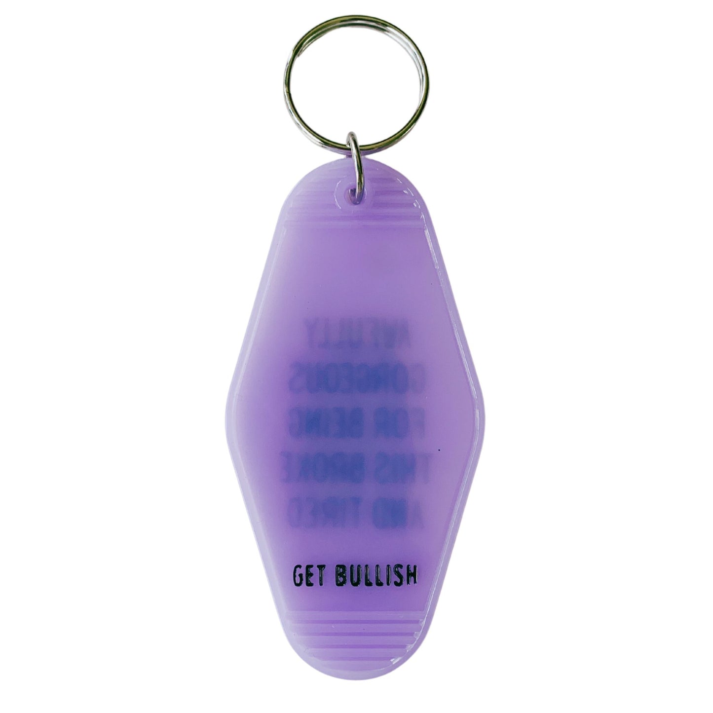Awfully Gorgeous for Being this Broke and Tired Motel Style Keychain in Translucent Violet
