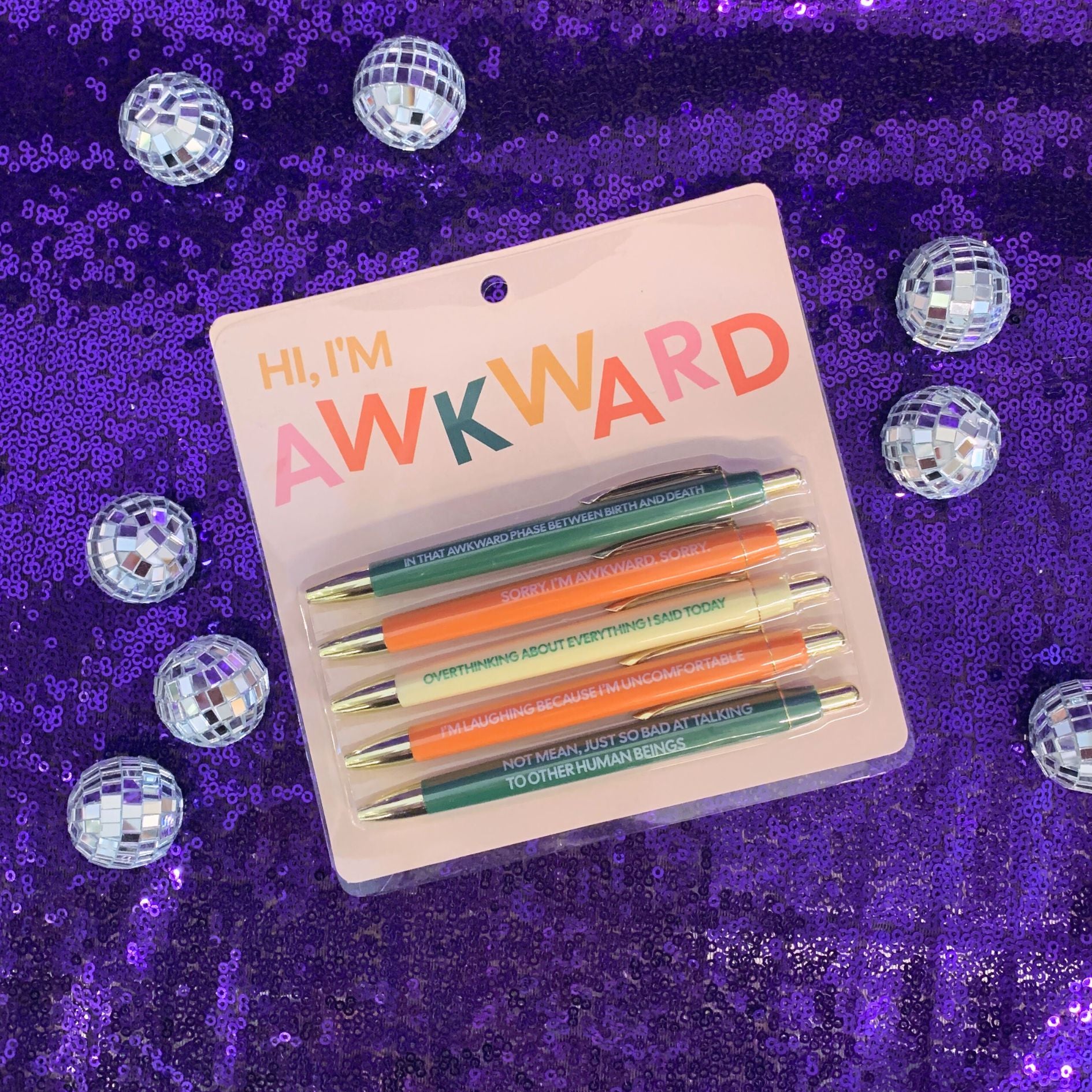 Awkward Pen Set | Funny Unique Saying Pen | Set of 5 Black Ink Ballpoint Pen