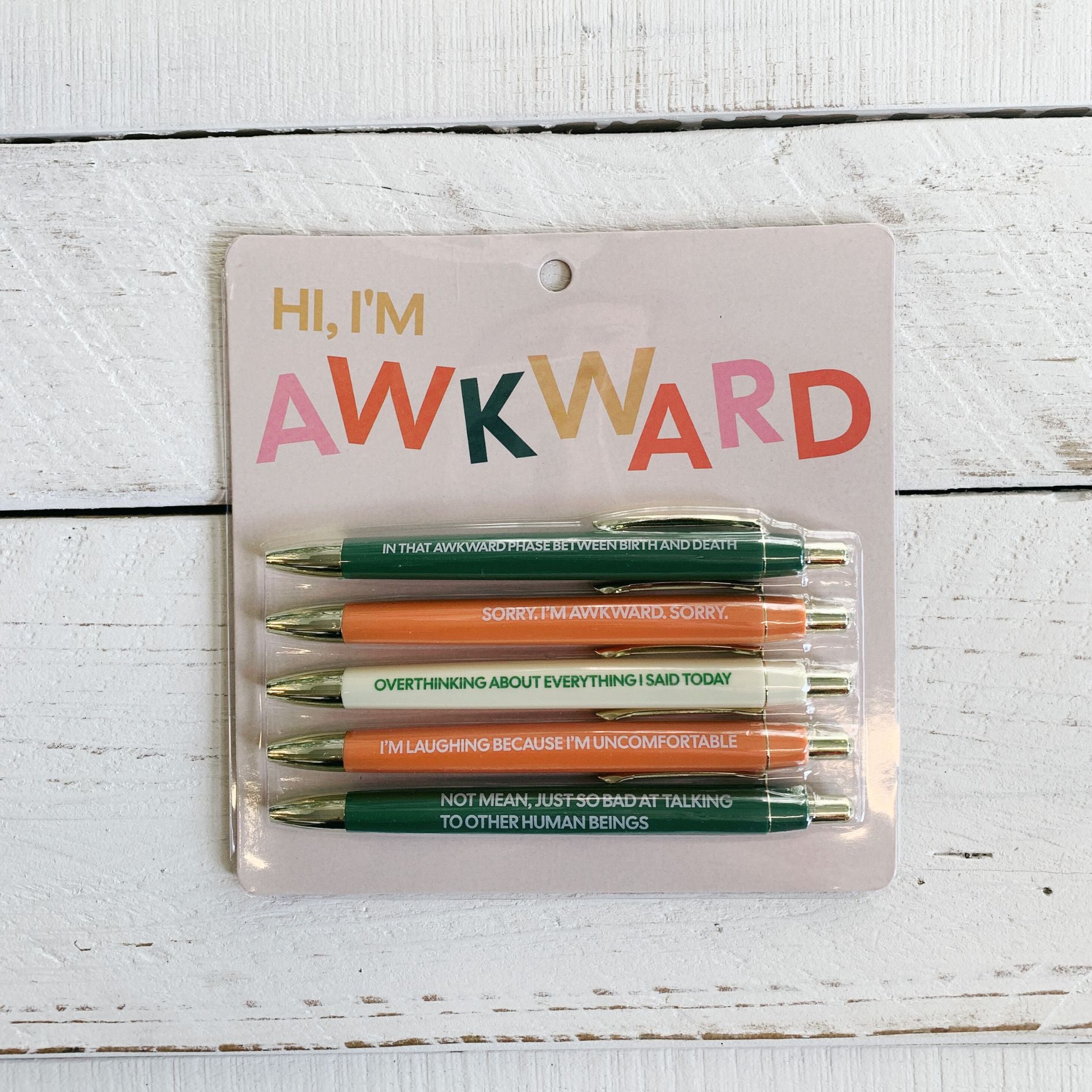 Awkward Pen Set | Funny Unique Saying Pen | Set of 5 Black Ink Ballpoint Pen