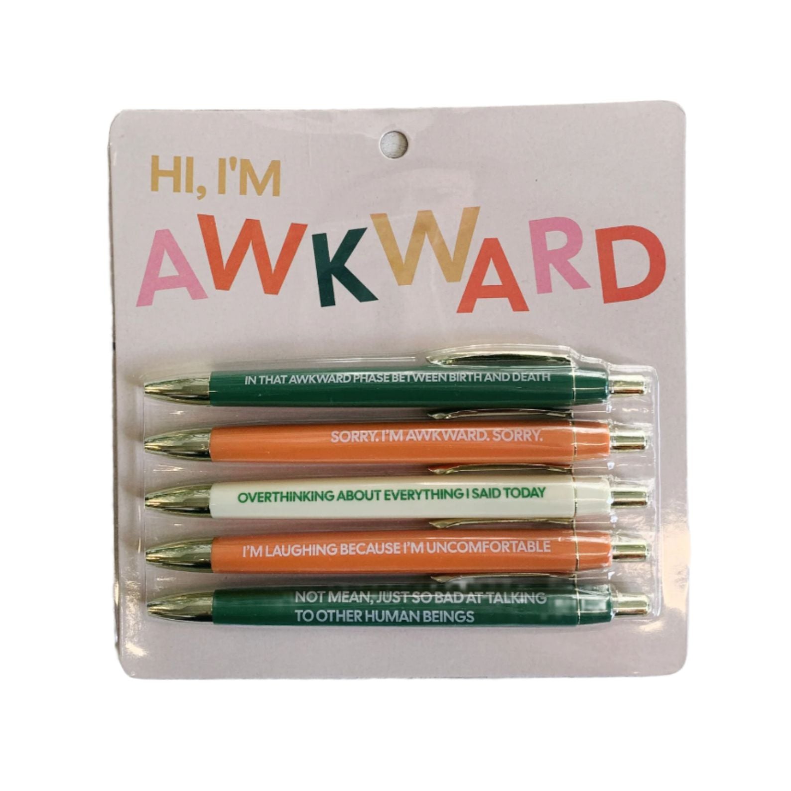 Awkward Pen Set | Funny Unique Saying Pen | Set of 5 Black Ink Ballpoint Pen