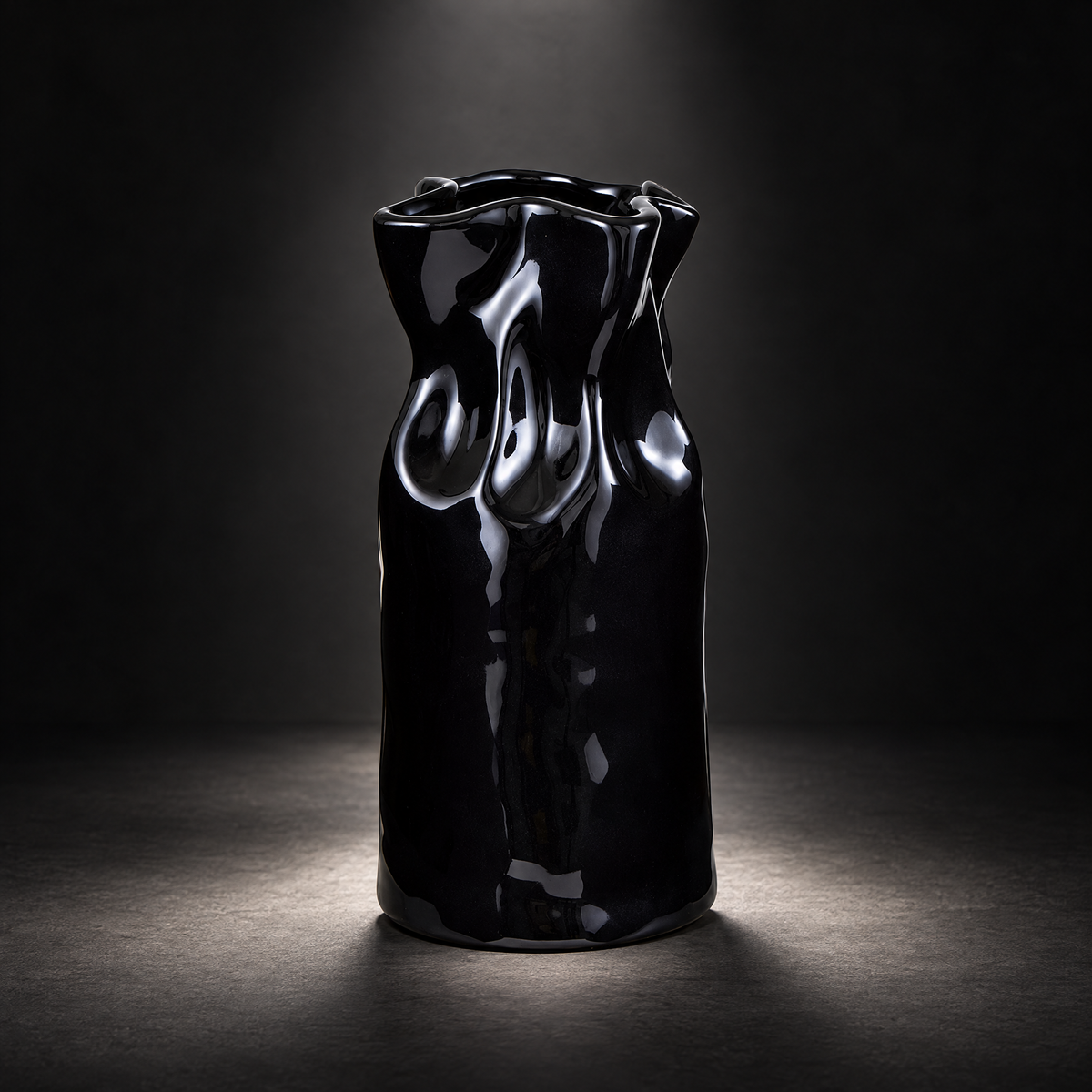 BDSM Vase | Glossy Black Cinched Ceramic 11" Tall Decor-Creative Brands-The Bullish Store