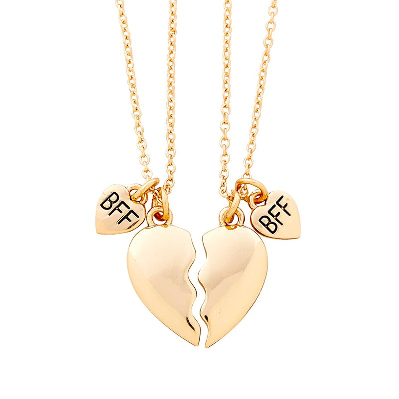 BFF Best Friends Necklaces | Friendship Heart Gold Tone Necklace | 8"