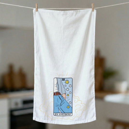 BIG DICK ENERGY Tarot Kitchen Dishtowel | Funny Cotton Kitchen Hand Tea Dishcloth