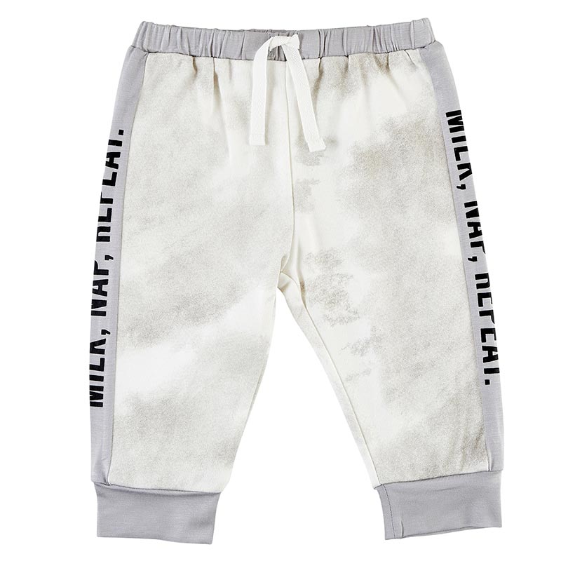 Baby Gift "Milk Nap Repeat" Tie Dye Pants in Grey | Baby Jogger | Size 6-12 Months