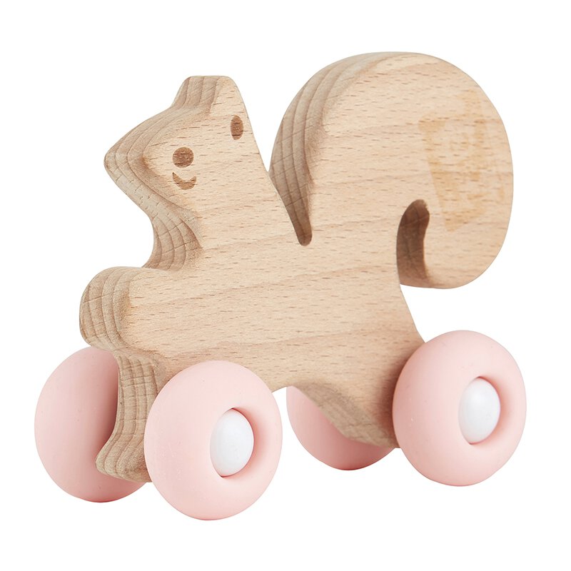 Baby Gift Squirrel Silicone Toy | Wood Shaped | 3" x 3.75"