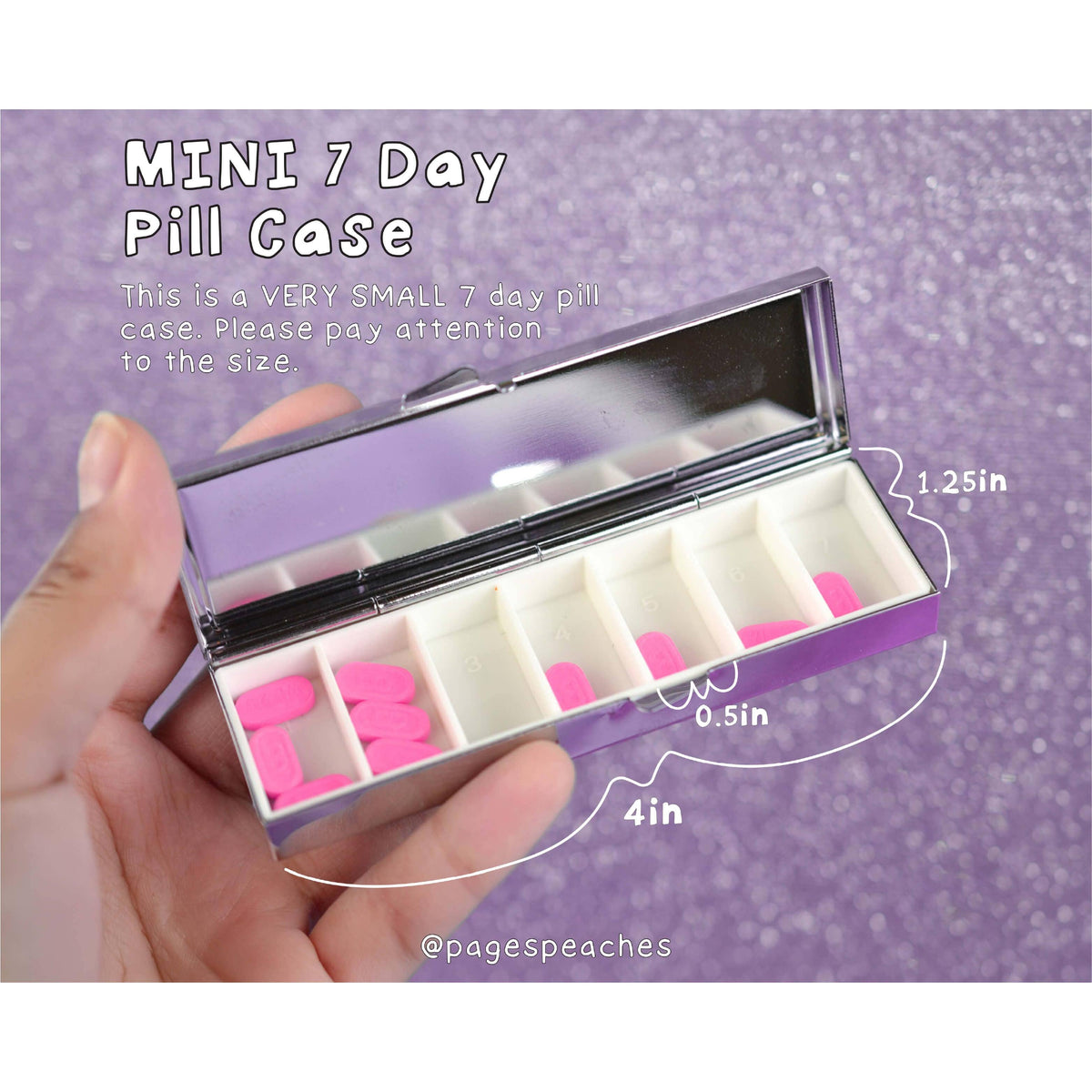 Back Pain Mini 7-Day Pill Case | 1.25" x 4" x 0.75"