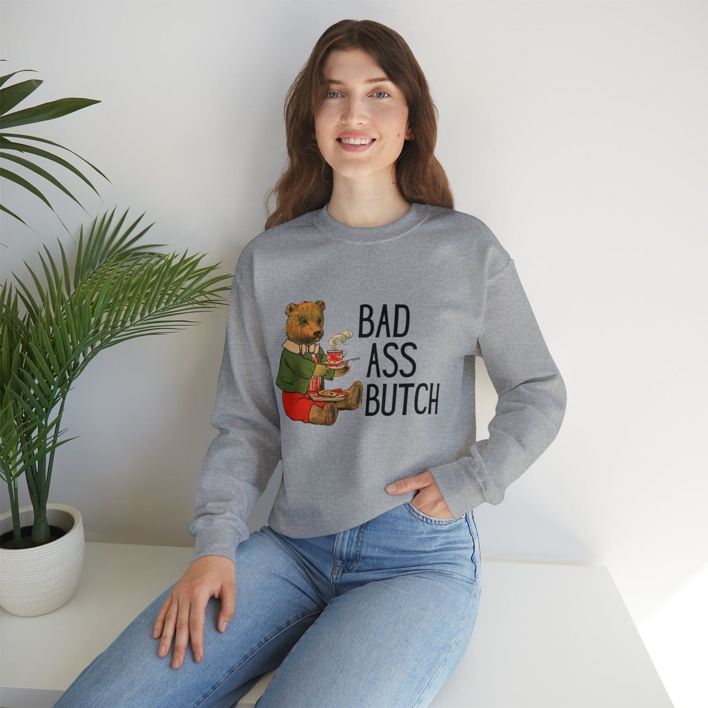 Bad Ass Butch Unisex Heavy Blend™ Crewneck Sweatshirt Sizes SM-5XL | Plus Size Available