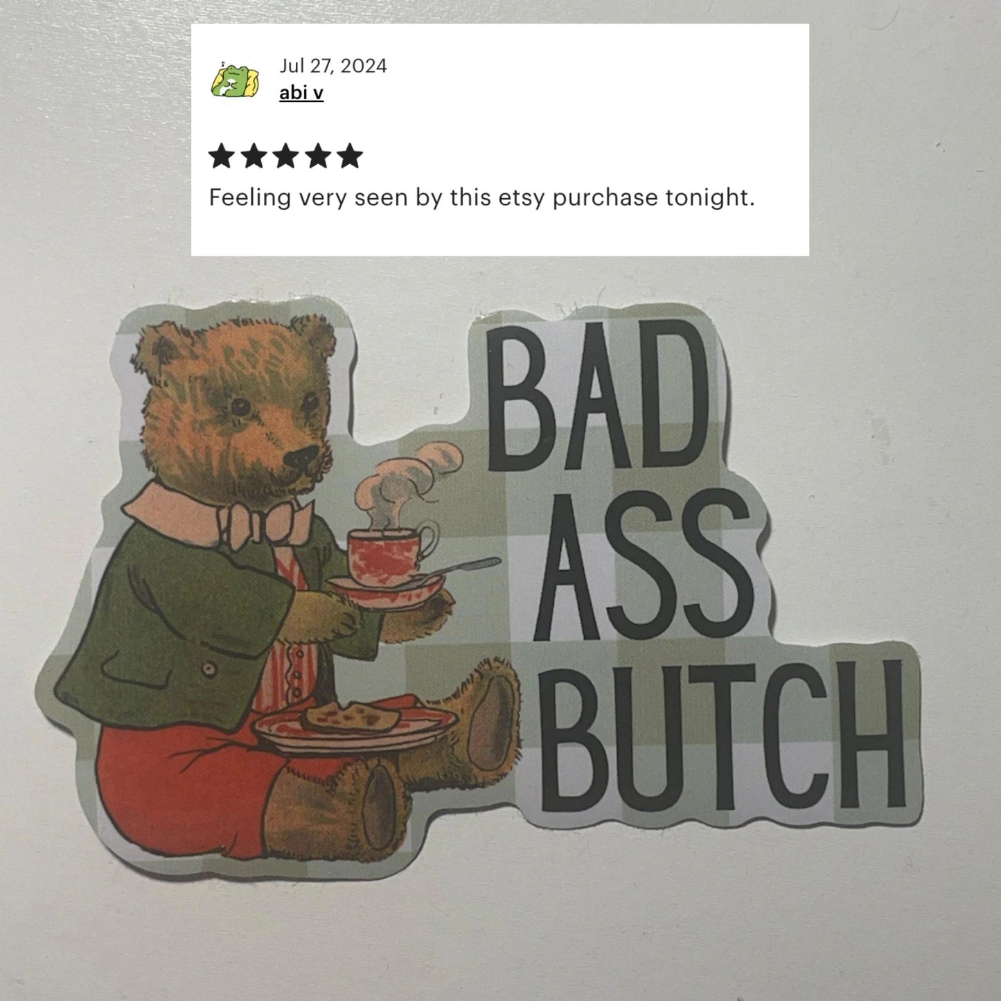 Bad Ass Butch Vinyl Sticker | Lesbian Teddy Bear