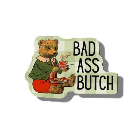 Bad Ass Butch Vinyl Sticker | Lesbian Teddy Bear