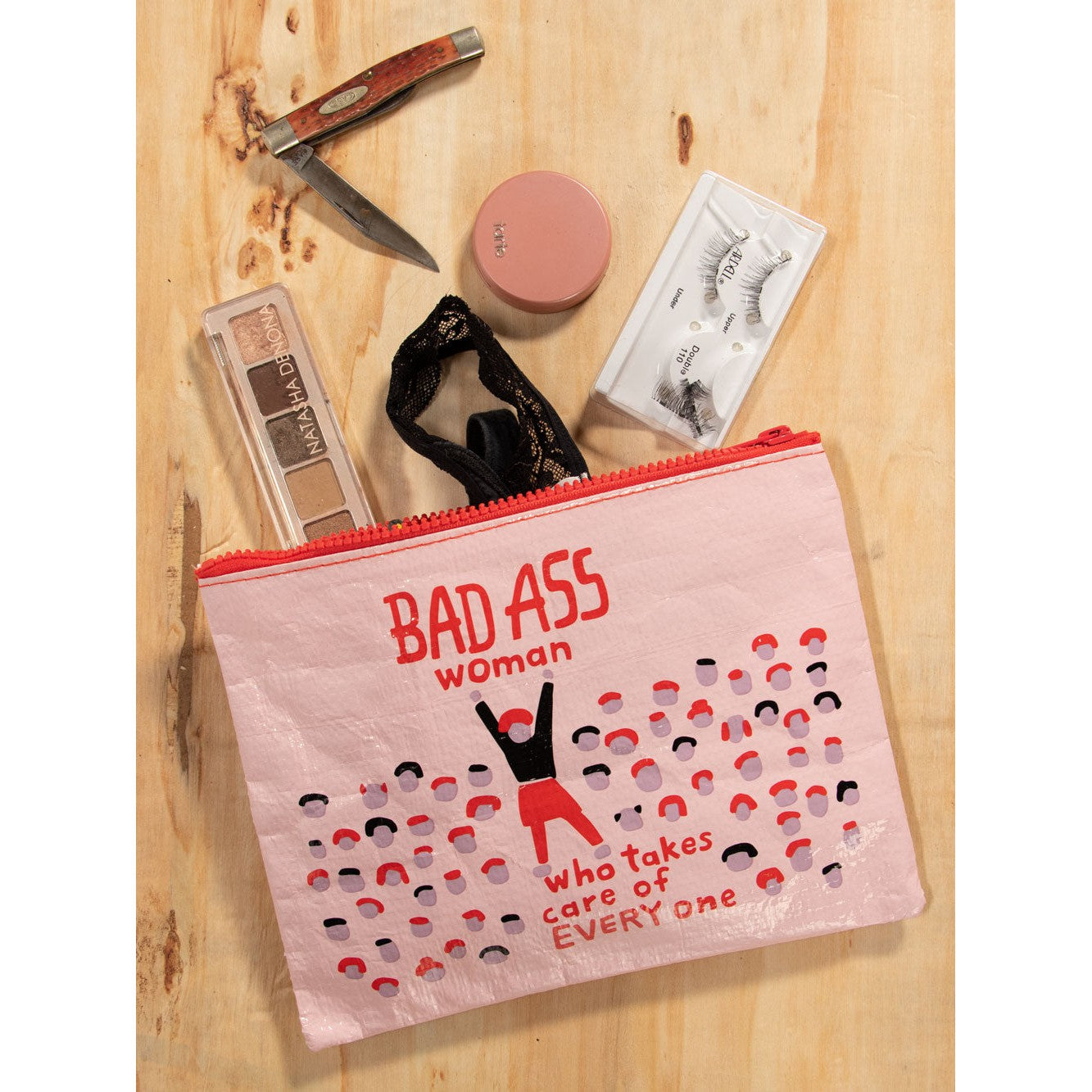 Bad Ass Woman Who Takes Care Of Everyone Zipper Pouch | BlueQ at GetBullish