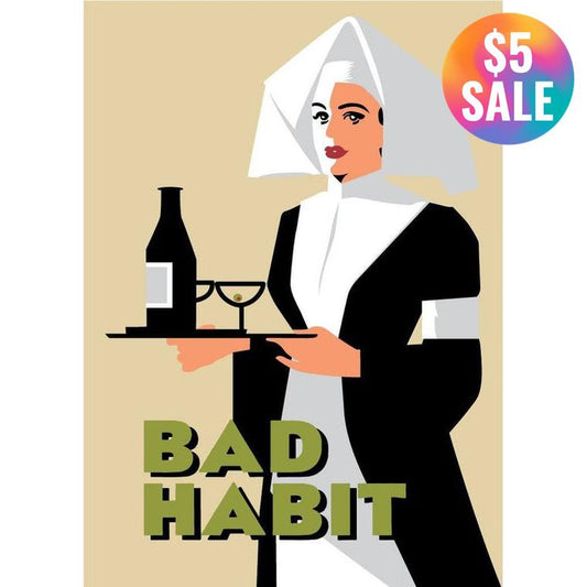 Bad Habit Drinking Nun 2.5" x 3.5" Vintage Art Magnet