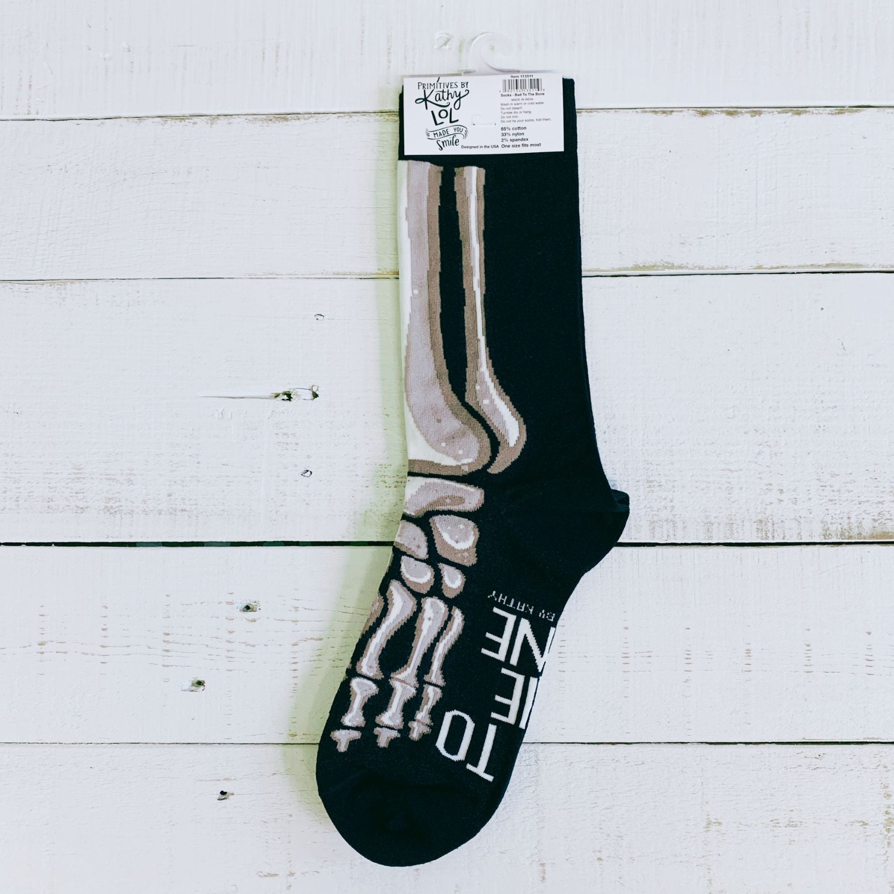Bad To The Bone Socks in Skeleton Leg Designs | Fun Halloween Themed Novelty Socks