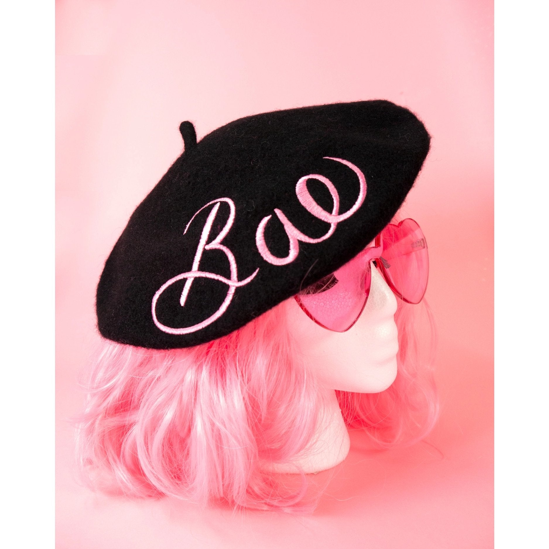 Bae Embroidered Beret in Black