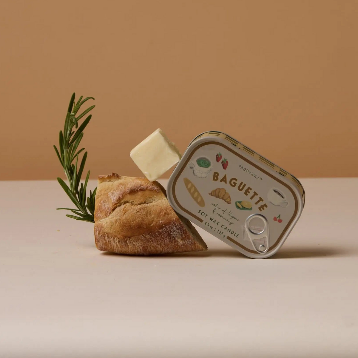 Baguette Bistro Tin Candle | 4.5 oz Two-Wick | Rosemary, Thyme & Patchouli | Paddywax