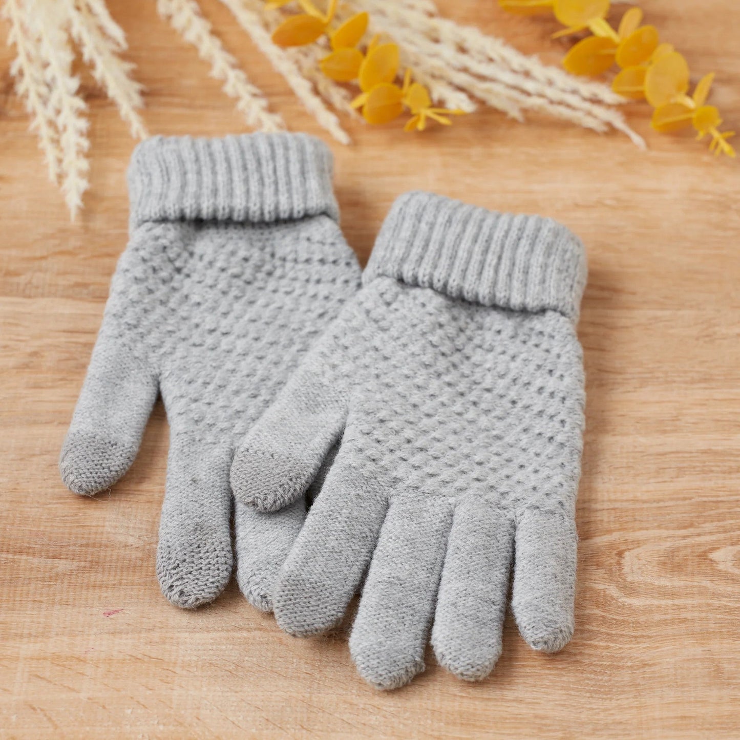 Bailey Knit Gloves in Gray | Texting Capabilities | Soft Winter Mittens