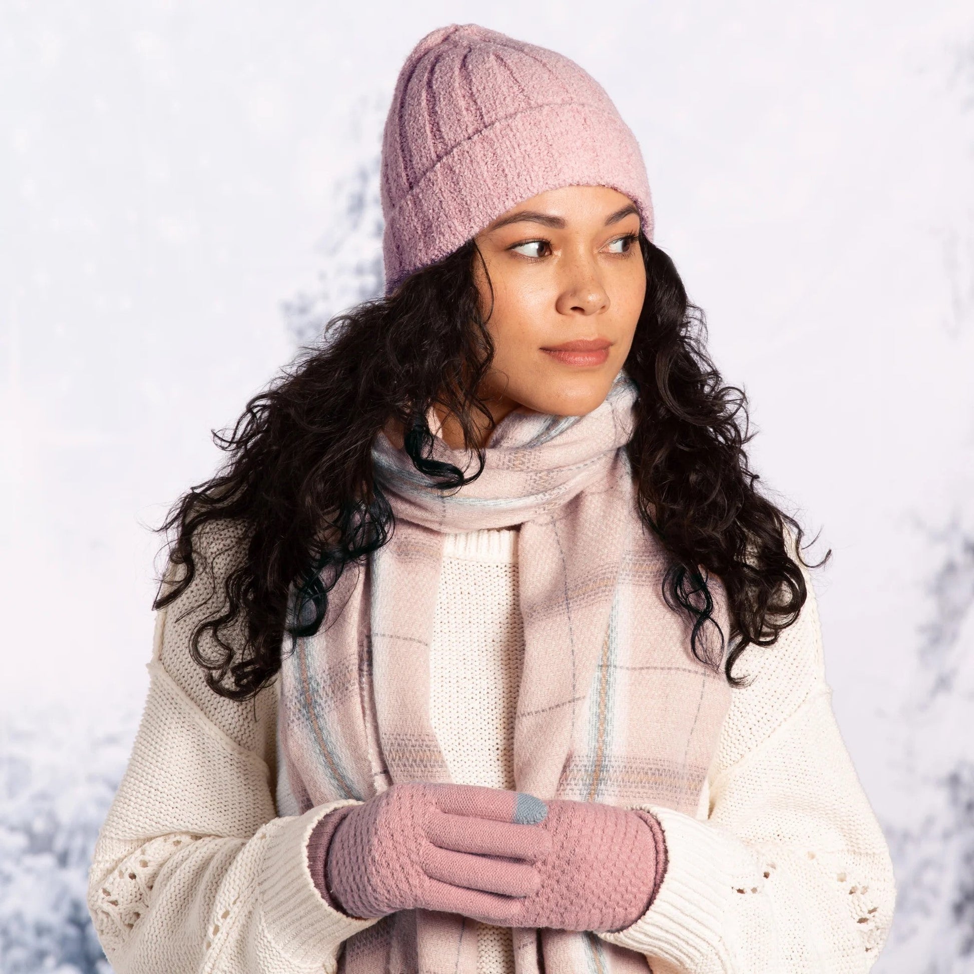 Bailey Knit Gloves in Pink | Texting Capabilities | Soft Winter Mittens