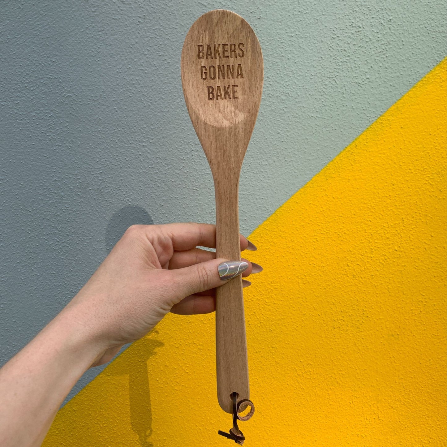 Bakers Gonna Bake Cooking Spoon | Wooden Kitchen Utensil in Canvas Gift Bag