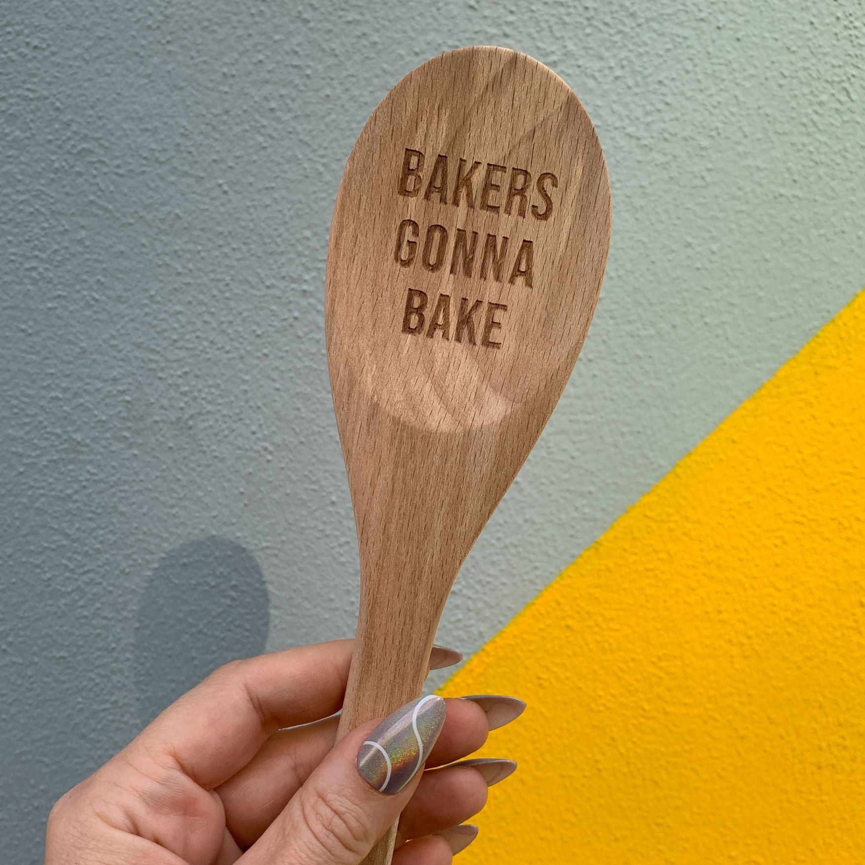 Bakers Gonna Bake Cooking Spoon | Wooden Kitchen Utensil in Canvas Gift Bag