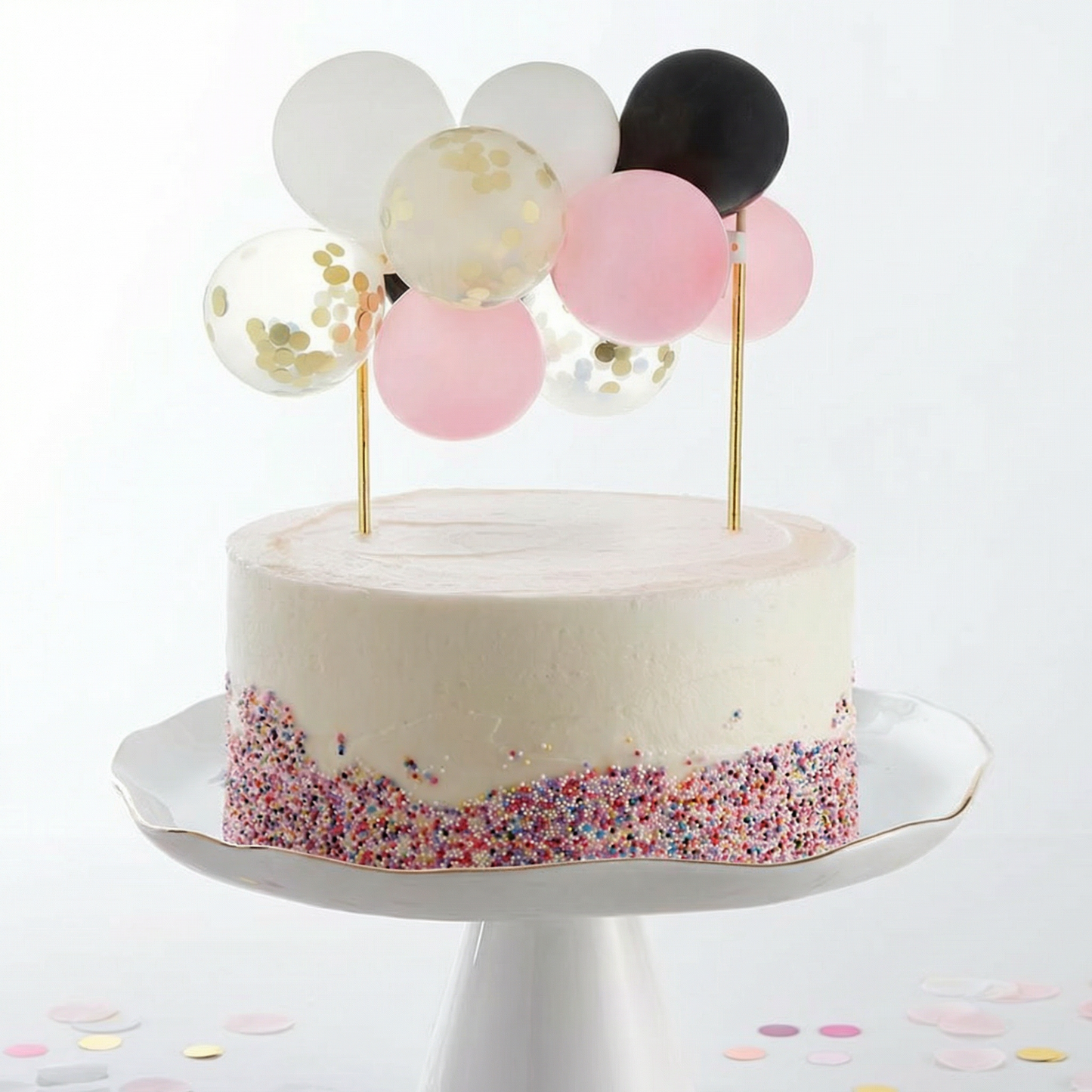 Balloon Cake Topper Black Pink White | Chic Party Cake Decoration