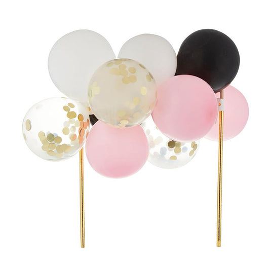 Balloon Cake Topper Black Pink White | Chic Party Cake Decoration