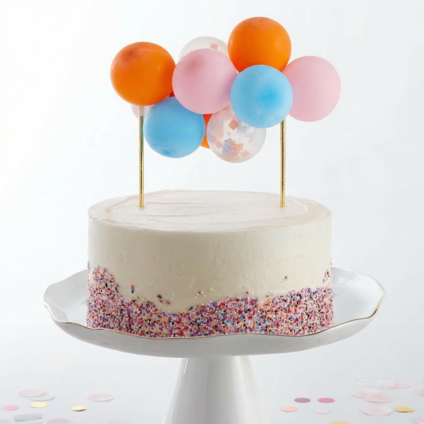 Balloon Cake Topper Orange Blue Pink | Colorful Party Cake Decoration