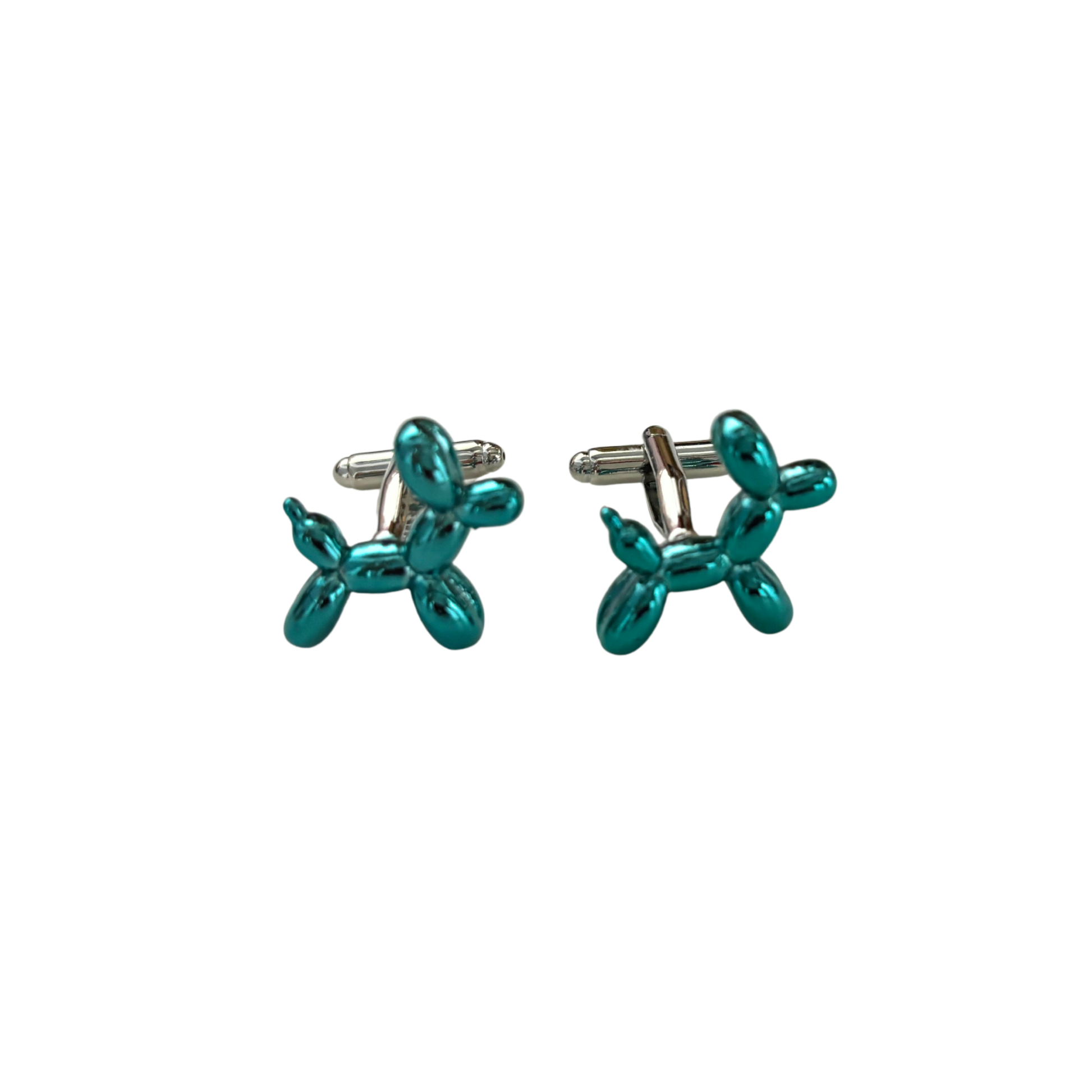 Balloon Dog Cufflinks | Blue & Silver Novelty Cufflinks | 0.75" | Pair