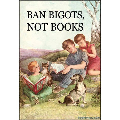 Ban Bigots, Not Books Rectangular Fridge Magnet | Rectangular Refrigerator Decor | 3" x 2"