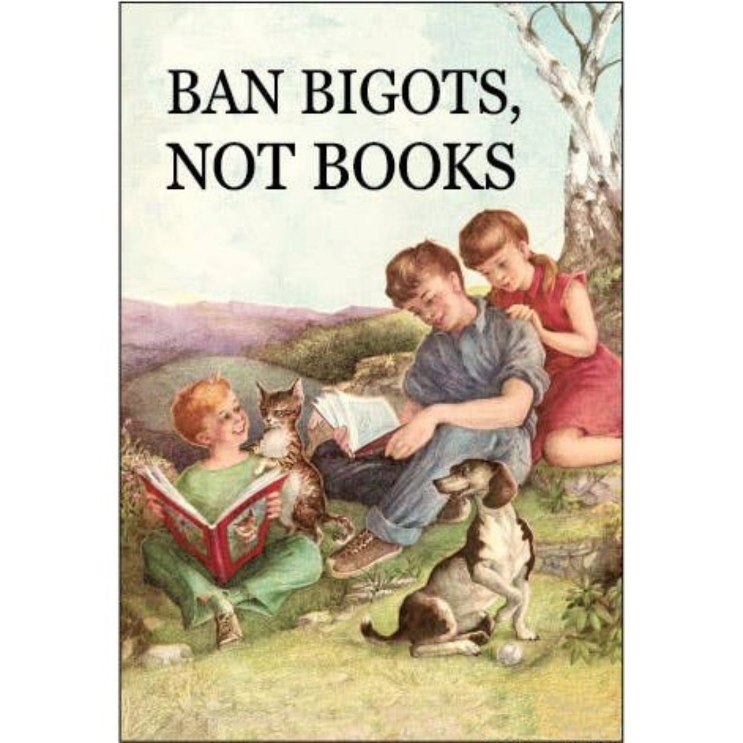 Ban Bigots, Not Books Rectangular Fridge Magnet | Rectangular Refrigerator Decor | 3" x 2"-Ephemera-The Bullish Store