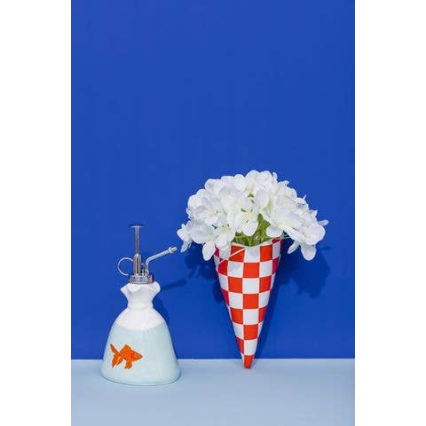 Ban.do Checker Bag Wall Vase | Aesthetic Graphic Novelty Vase in Gift Box