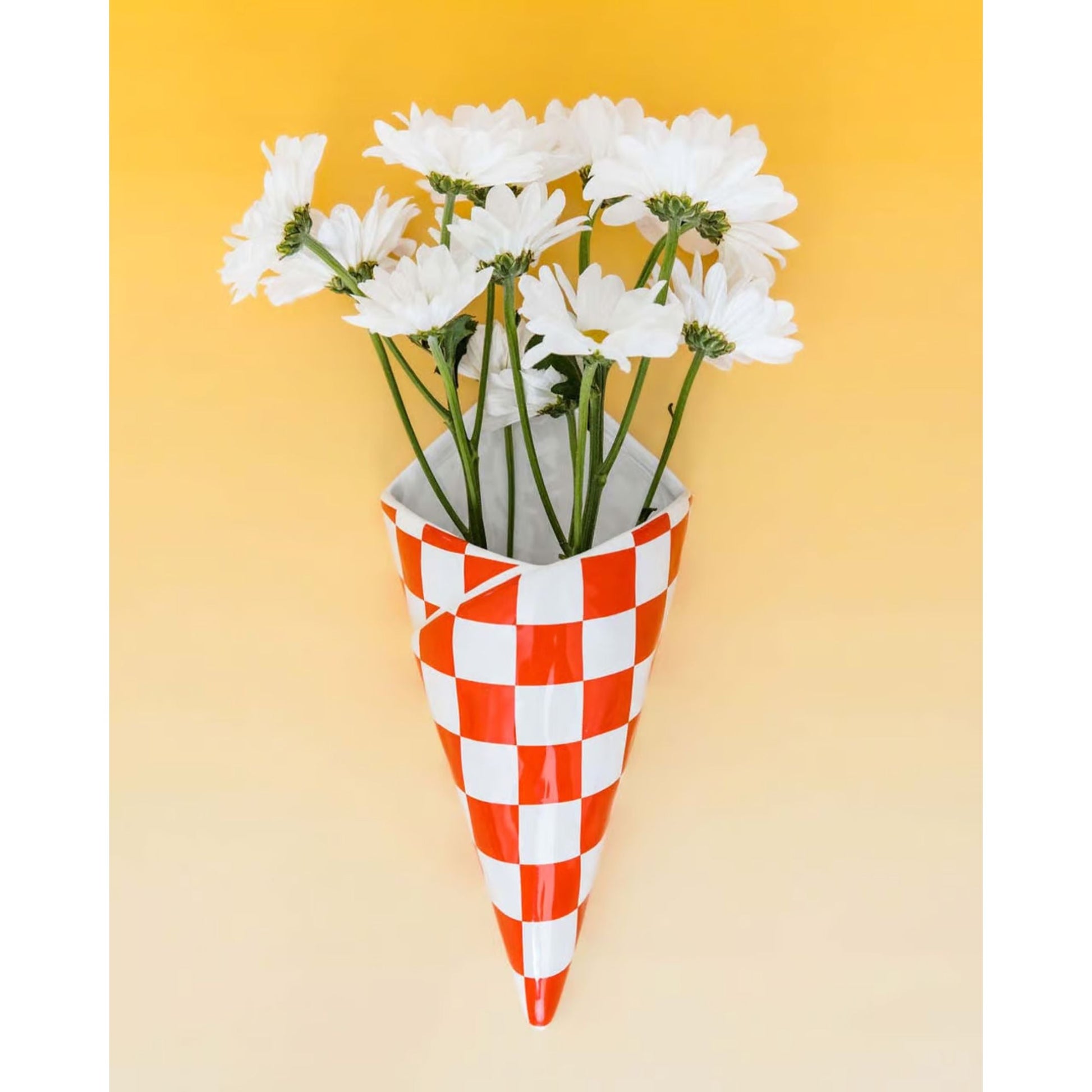 Ban.do Checker Bag Wall Vase | Aesthetic Graphic Novelty Vase in Gift Box