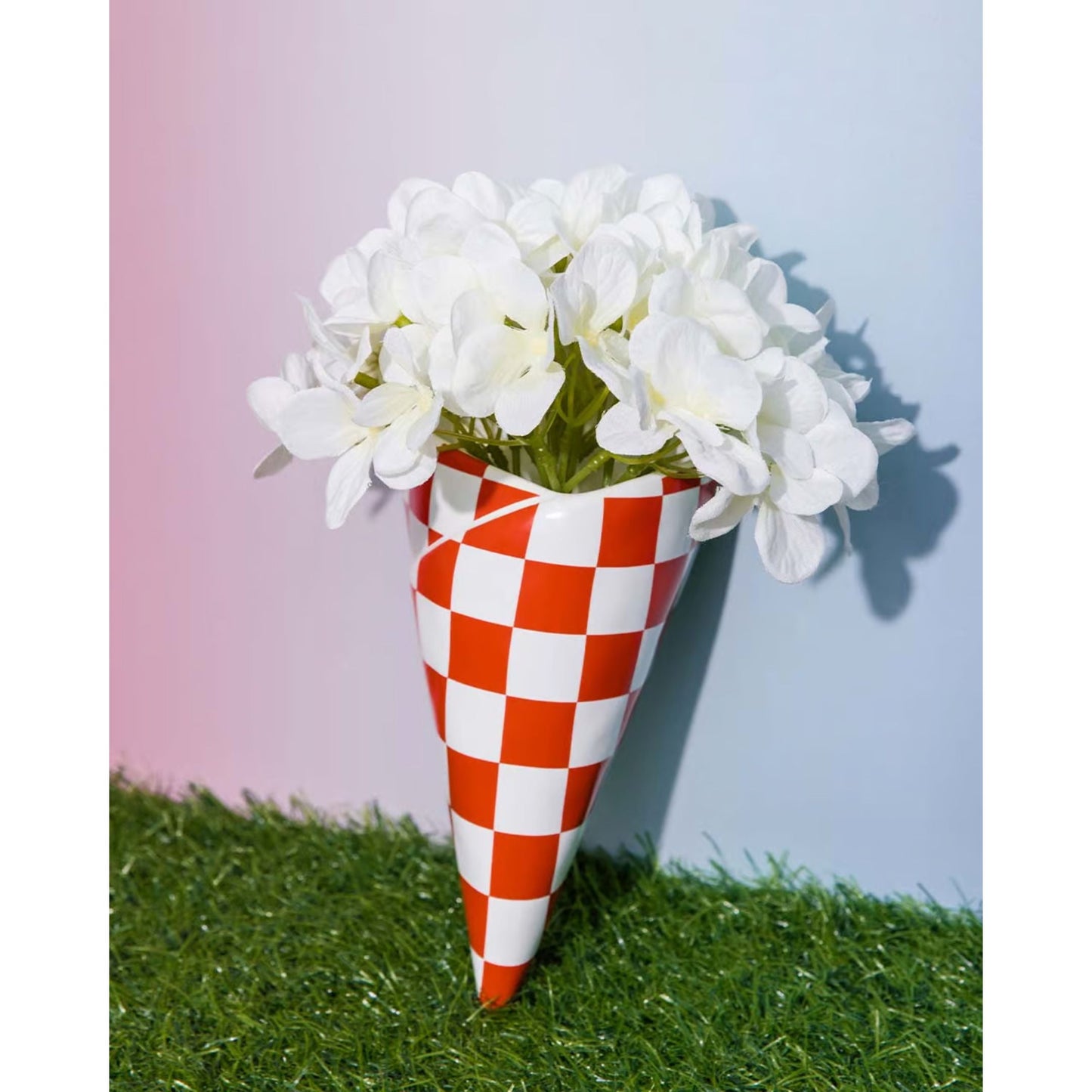 Ban.do Checker Bag Wall Vase | Aesthetic Graphic Novelty Vase in Gift Box