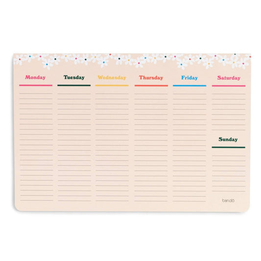 Ban.do Daisies Week-To-Week Mega Desk Notepad | Full Year Weekly Calendar Note Pad | 8.67". x 13"