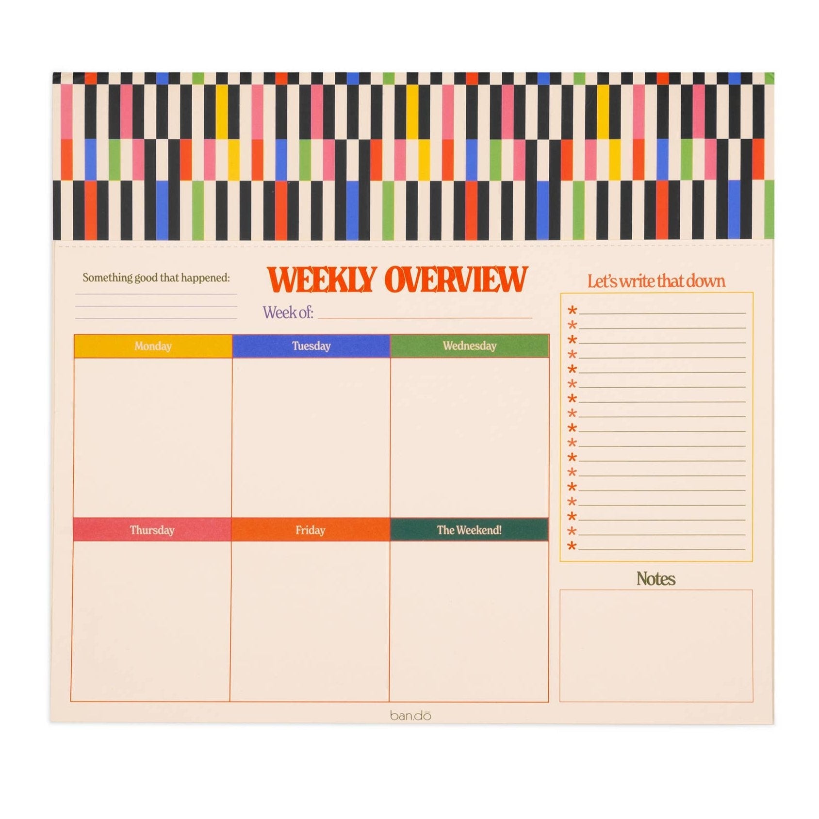 Ban.do Mid Century Stripe Weekly Desk Notepad