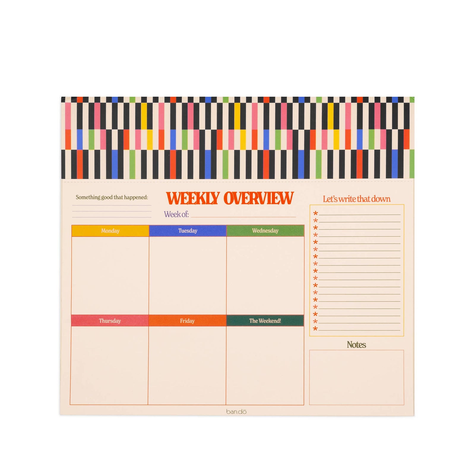 Ban.do Mid Century Stripe Weekly Desk Notepad