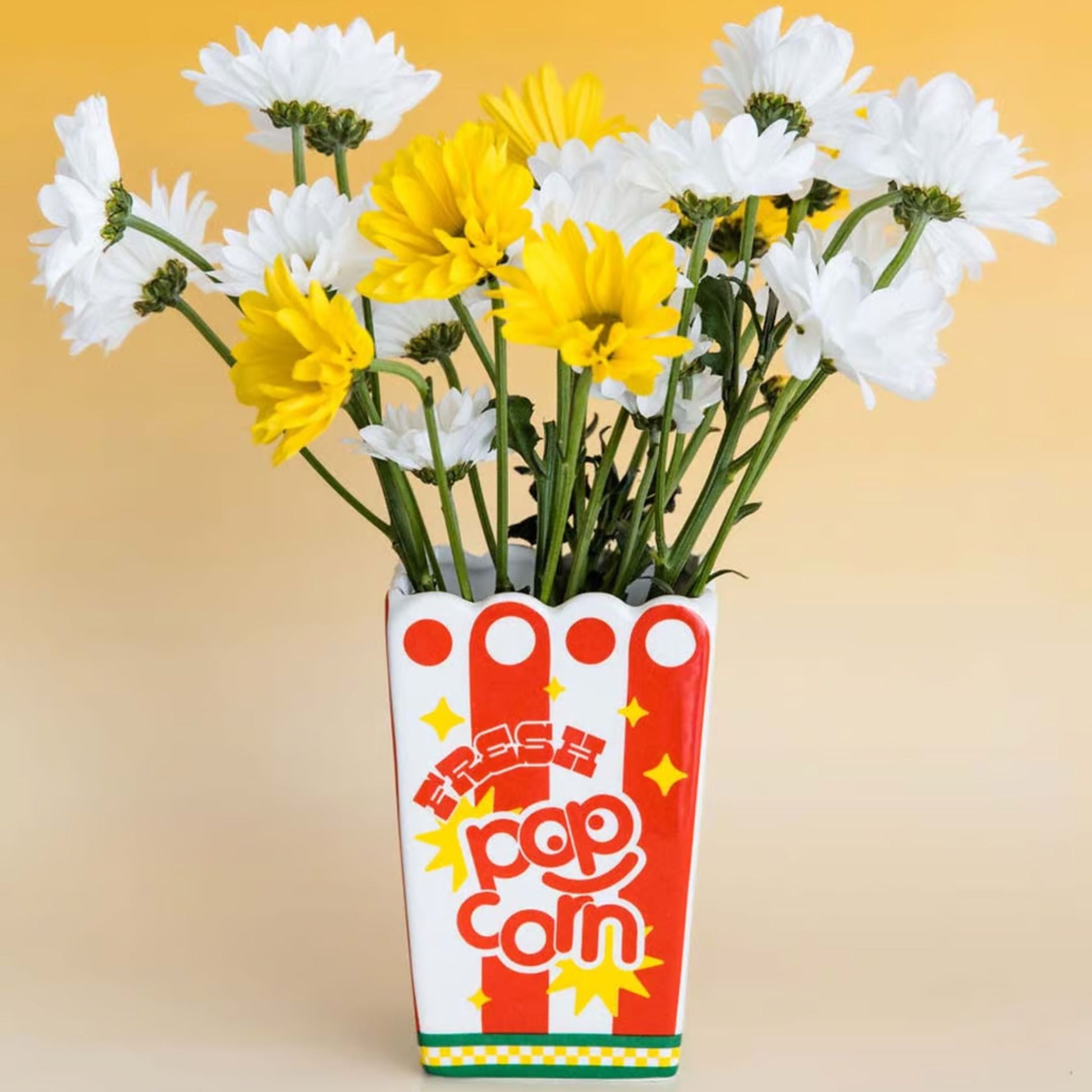 Ban.do Popcorn Bag Graphic Vase | Aesthetic Graphic Novelty Vase in Gift Box