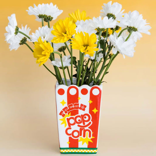 Ban.do Popcorn Bag Graphic Vase | Aesthetic Graphic Novelty Vase in Gift Box