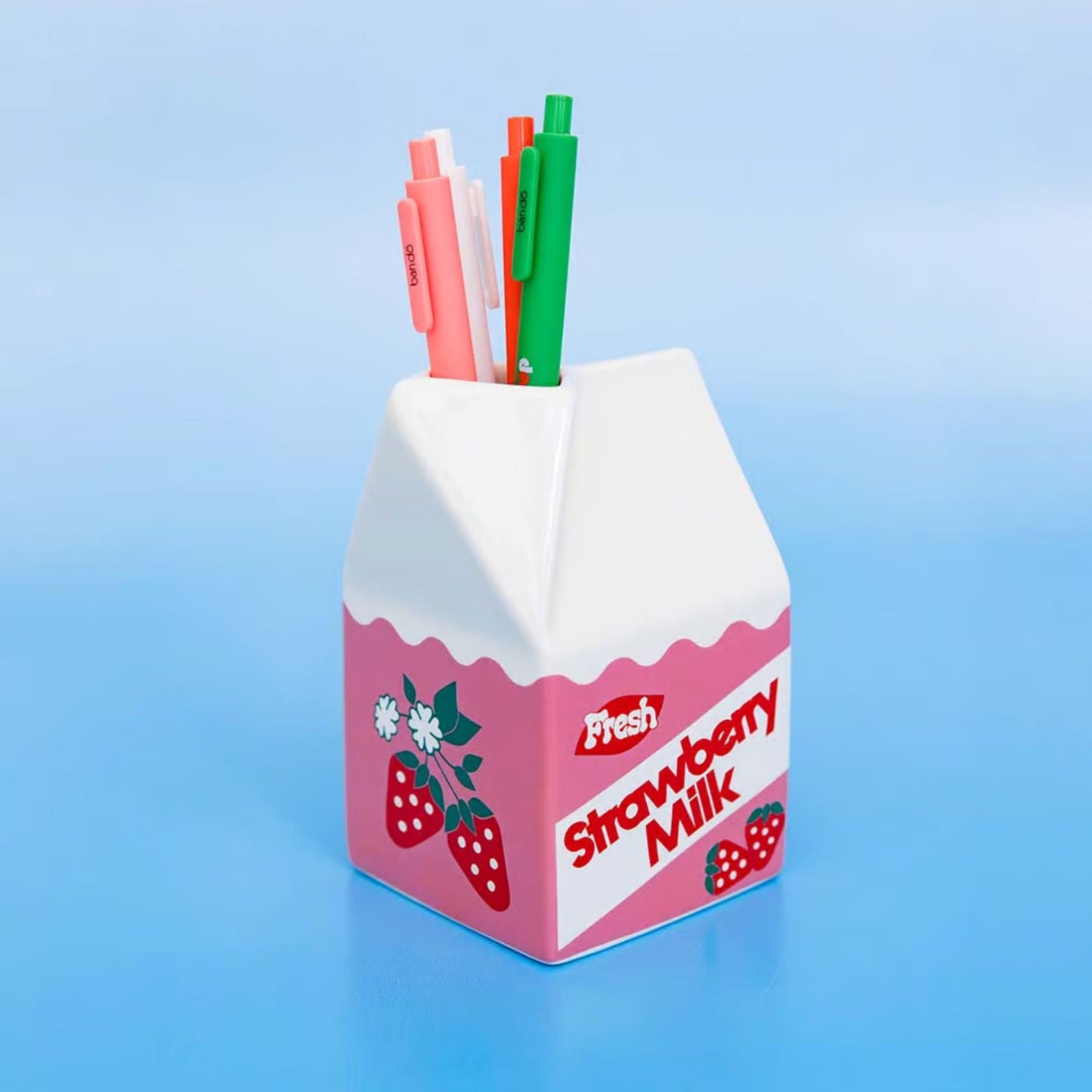 Ban.do Strawberry Milk Graphic Vase | Aesthetic Graphic Novelty Vase in Gift Box